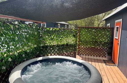 Swannanoa House | Asheville getaway, deck, hottub, trees, fire pit