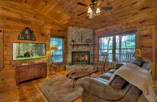 Blue Ridge Villa | Bearfoot Ridge Wood-burning fireplace cozy hot tub serene views