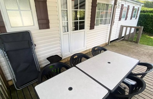 Le Grand Serre House | Camping le Grand Cerf * - Premium 6-person mobile home with covered terrace, 3 bedrooms, air conditioning, dishwasher, TV for 6 people
