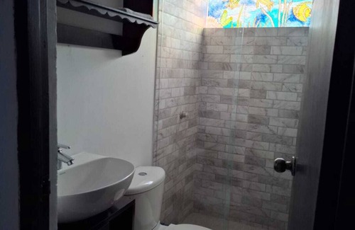 Pie de Popa House | Casa doña Elena Colonial Hotel - Sea Room Azul, with private bathroom and double bed