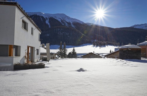 S-chanf Apartment | Chesa Pradels with garden seating area