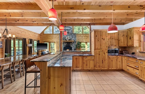 Gouldsboro House | Creekfront Log Mansion With Heated Outdoor Pool and Hot Tub