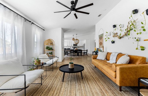 Thousand Palms House | Desert Moon: Fenced Private Acre with Cowboy Pool, Spa, Sauna and Hammocks