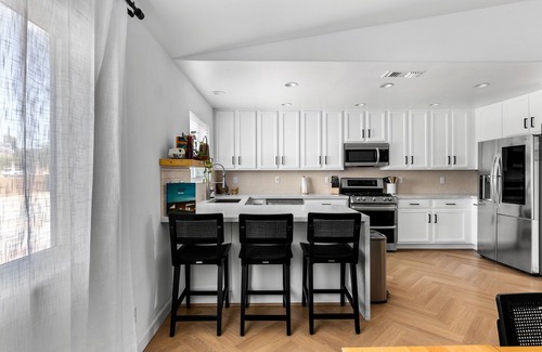 Thousand Palms House | Desert Moon: Fenced Private Acre with Cowboy Pool, Spa, Sauna and Hammocks