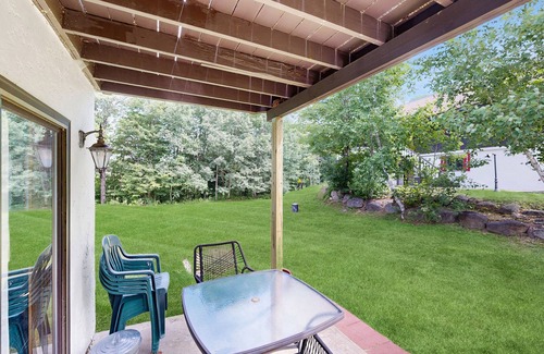 Jackson Condo | Dog-Friendly Condo with Patio, Wood Stove, Full Kitchen, W/D, & Free WiFi