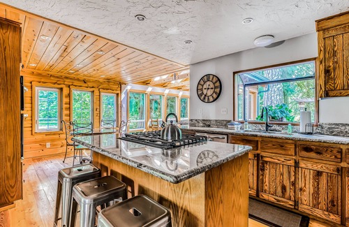 Mount Hood Village House | Dog-friendly creekside home with entertainment barn, private hot tub & firepit