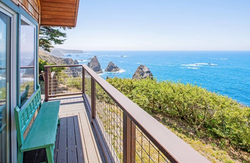 Albion Cabin | Dog-Friendly, Oceanfront Home w/Private Hot Tub, Deck, WiFi, & Spectacular Views