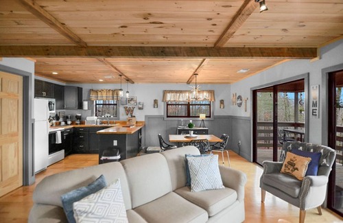 Owl Town Retreat Cabin | Dog friendly with a great view and fire pit! Hot tub!2 bed cabin