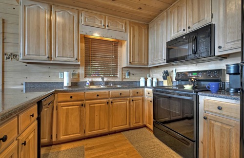 Mineral Bluff Cabin | Eagle Ridge, is pet-friendly haven with a full fenced area and offers awe-inspiring mountain views, a bubbling hot tub, cozy outdoor fireplace, and reliable WiFi.