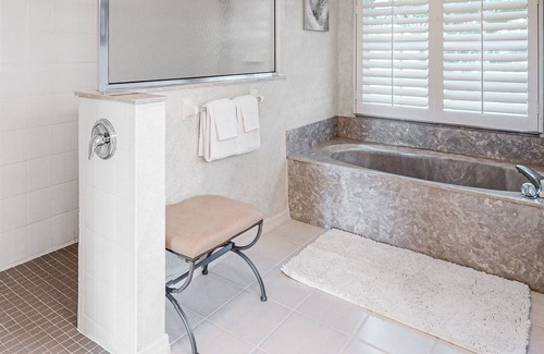 Long Meadow House | Golf course-view retreat with a private, heated pool, lanai, AC, & washer/dryer