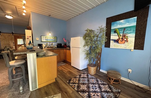 Newaygo Apartment | Great room w/pool table in a 1-bdrm party barn in Newaygo; River access