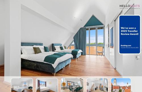 Erding Apartment | HELLOFLATS - Großes Luxus-Penthouse für bis zu 8 Gäste - Balkon & Parkplatz - im Herzen von Erding - Therme 10 Min - Flughafen 15 Min