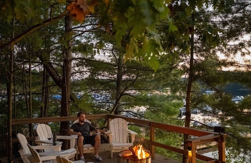 Seguin Cottage | Hemlock Hideaway Muskoka Waterfront: Beach Hot Tub Firepit Canoe Dock Games Rm