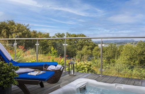 Benderloch Cabin | Hilltop Lodges with Hot Tub overlooking Loch Creran and Lismore.