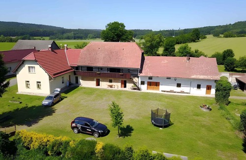 Ostruzno House | Holiday home Half-timbered house (historical homestead) with a sunken indoor pool and wine cellar,