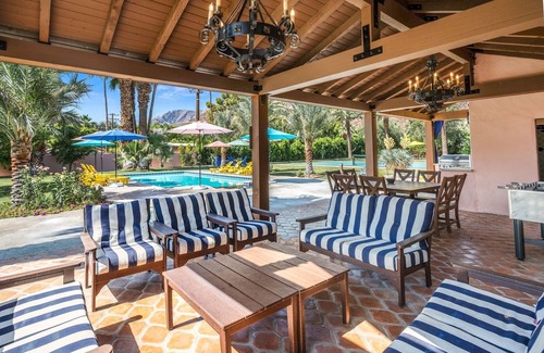 Old Las Palmas House | Home with Pickleball Court, Pool Table, and Saltwater Pool! Walk to Downtown!