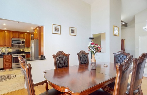 Fremont House | Inviting home with pool, fitness area, fireplace, & W/D