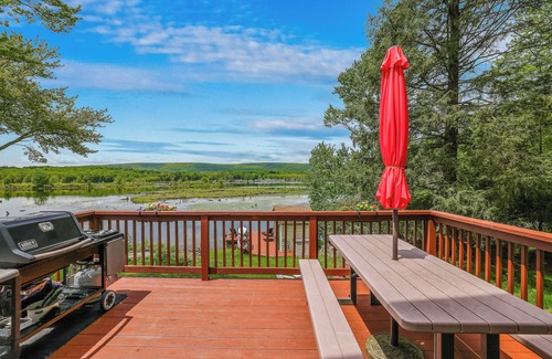 Lake Ariel House | Lakefront A-Frame | Hot Tub, Dock, Kayaks, Games, Fire Pit, Fireplace, Deck, Patio, Amazing Views