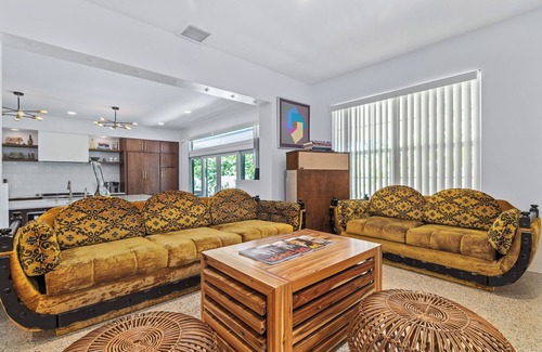 Riverside Heights House | Luxe MCM Hideaway w/Pool, Sauna, Hot Tub, Fire Pit & Tropical Garden