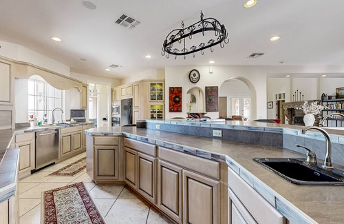 Desert View House | Luxurious dog-friendly home with amazing pool, pool spa, & mountain views
