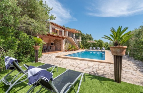 Buger Villa | Mediterranean Finca "Es Puch" with Mountain view, Balcony, Garden, Terrace & Pool