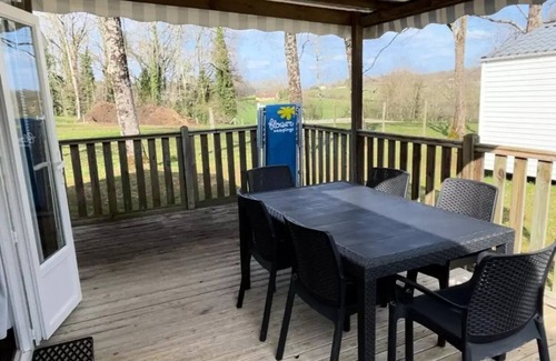 Pays-de-Belves House | Mobilhome Comfort 33,5 m2 3 Schlafzimmer + halb überdachte Terrasse + Klettern 6 Personen
