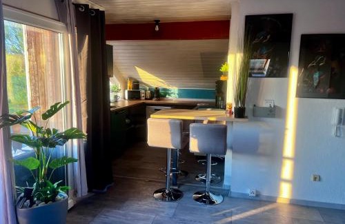 Hutschenhausen Apartment | Modern attic apartment with pool view AC and gym