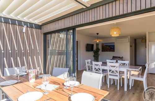 Portbail Cottage | Modern House with Terrace, Bioclimatic Pergola & Enclosed Garden in Portbail