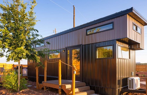 Apple Valley Cabin | modern tiny home with a hot tub and bbq