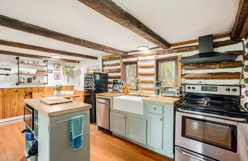 Berkeley Springs Ski Chalet | Modernized Log Cabin w Hot Tub, Fire Pit & Views!