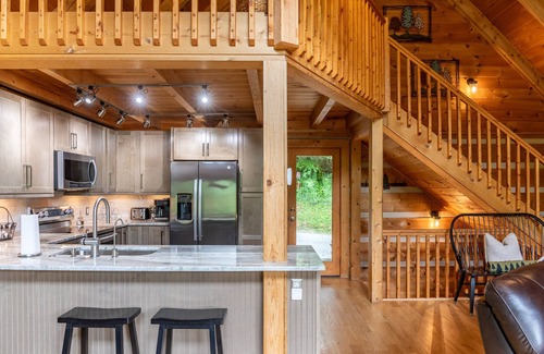 Boone Cabin | MountainTime - Pet Friendly Log Cabin in Valle Crucis with Views, Firepit, & Hot Tub!