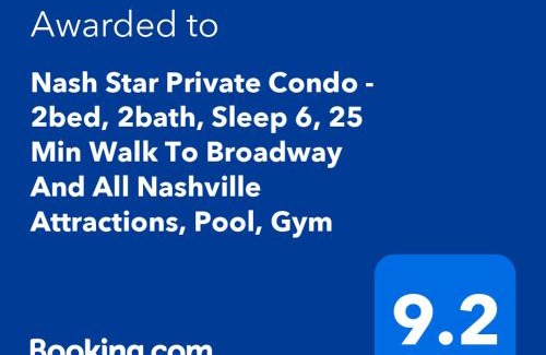 North Capitol Apartment | Nash Star Private Condo - 2bed, 2bath, Sleep 6, 25 Min Walk To Broadway And All Nashville Attractions, Pool, Gym