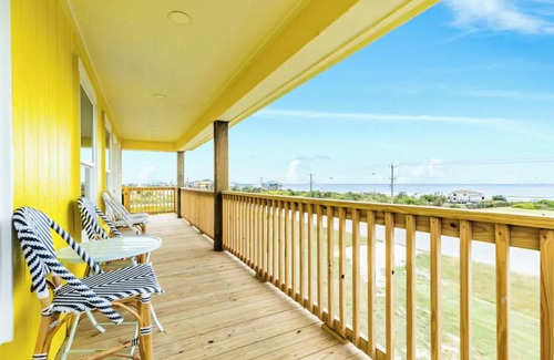 Port Bolivar House | Oceanfront Serene Coastal Escape in Crystal Beach, TX: Yellow Daisy by the Sea