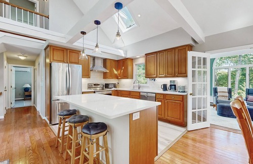 South Dennis House | Pond view home w/AC, sunroom, kayak & near town and beaches