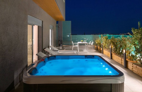 Ixia Apartment | Rhodes Skyline Suite With out Door Jacuzzi Sea View A2