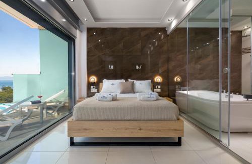 Petaloudes Apartment | Rhodes Skyline Suite with In Door Jacuzzi Sea View