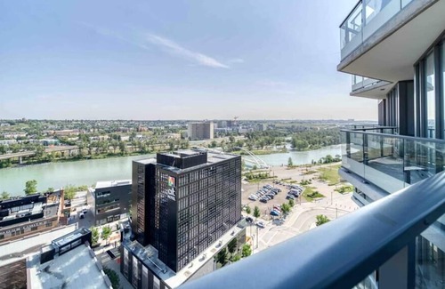 Bridgeland Condo | River & Calgary Tower Views from High Rise Condo
