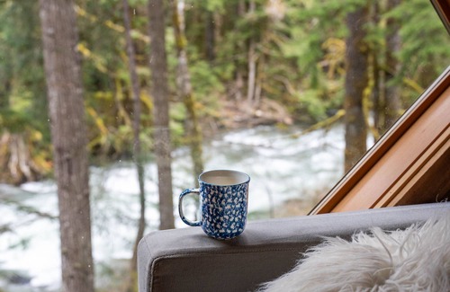 Gold Bar Cabin | River Runs Through this secluded A-Frame, hot tub