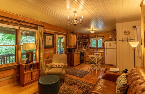 Banner Elk Cabin | Scrollrock - Charming Creek-side Cabin, Secluded, with Hot tub Pets ok!