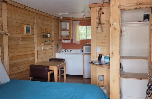 Cedaredge Cabin | Snuggle In with Your Pet in True Colorado Style Room with Queen bed/Kitchenette