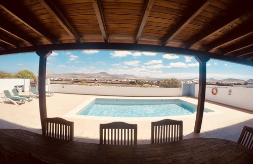 Lajares Villa | StayonBoard: Rustic villa with heated pool, view, patio, wifi, tv, .