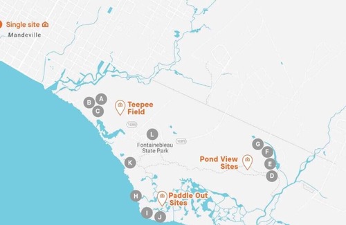 Mandeville RV Rental | Tentrr State Park Site - Louisiana Fontainebleau State Park - Pond View G - Sing