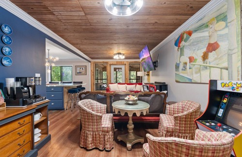 Shirley House | Waterfront House Game Room Fire Pit Pavilion