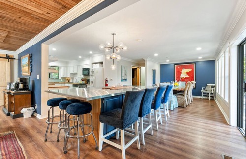 Shirley House | Waterfront House Game Room Fire Pit Pavilion