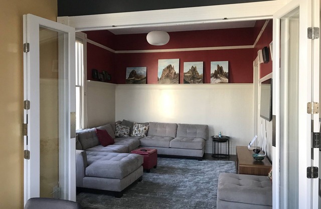 2 bed with small office 1 bath Top floor Mission Flat with yard & garage.