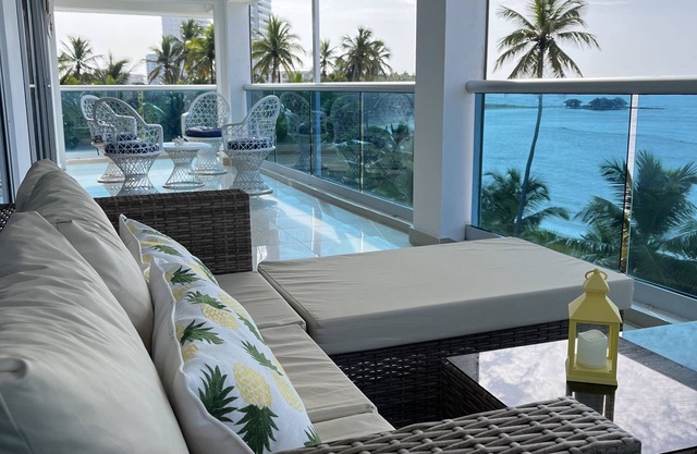 Beach front apartment with spectacular views.n