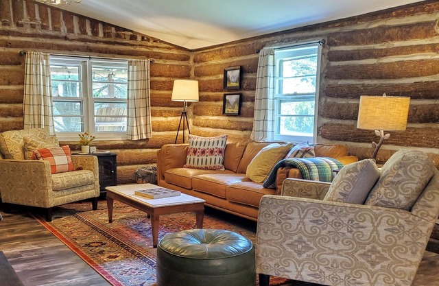 Cozy Hand Built Log Cabin Rocking Chair Porch King Bed