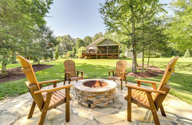 Deck + Mtn Views: Riverfront Cullowhee Home