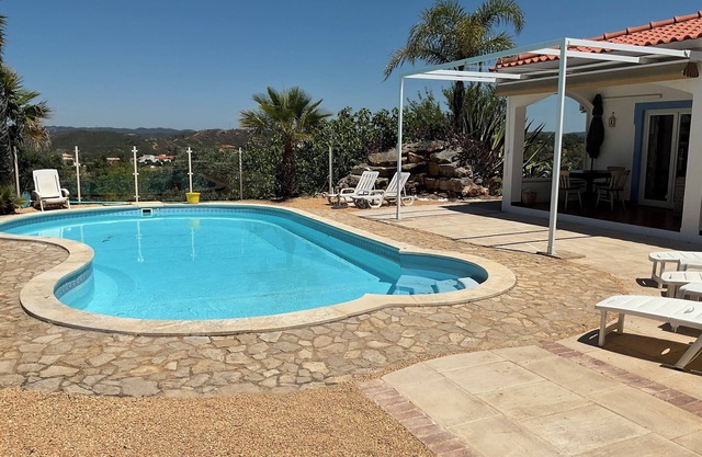 Hilltop villa with lovely pool and stunning views,. Inc. air-con,and BBQ.