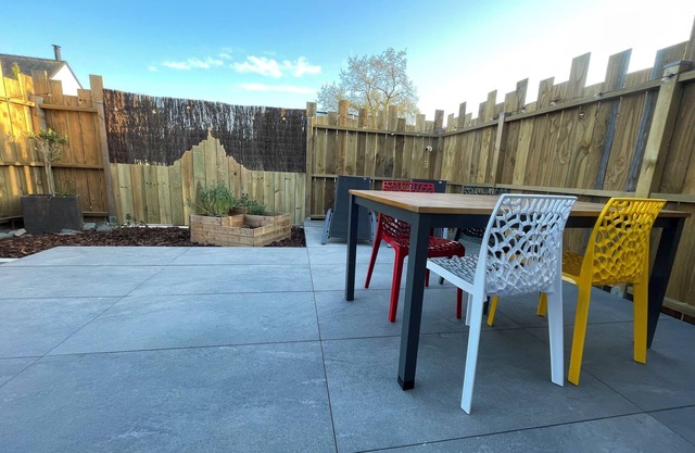 House with terrace, bicycles, brazier in the heart of the Bay of Mont Saint Michel